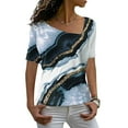thumbnail image 2 of Moda mujer Casual pantalones cortos manga cuello sesgado impreso señoras Tops blusa Pompotops ulkah936815, 2 of 5