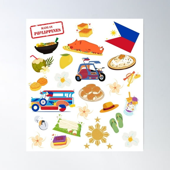 Made In Philippines Filipino Collage Poster Wall Art, Modern Wall Decor For Living Room Bedroom, 12x18 UNFRAMED