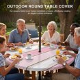 thumbnail image 3 of Round Outdoor Tablecloth with Umbrella Hole and Zipper, Wood Grain Pink Tablecloth with Elastic Waterproof, Modern Geometric Watercolor Striped Patio Table Covers for 45" - 54" Picnic Pool Tables, 3 of 9