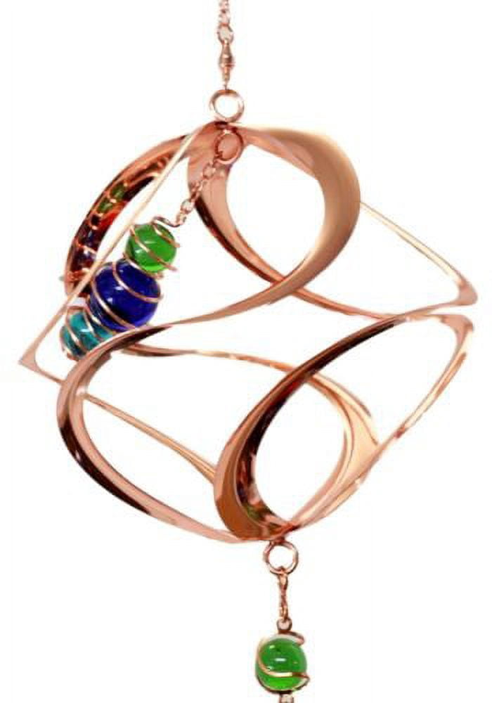 Ebros Caterpillar In Spiral Copper Metal Wind Chime With Colorful Marbles 31"L