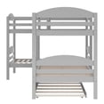 thumbnail image 6 of Quad Bunk Bed with Trundle, Twin Over Twin Bunk Bed, L-Shaped 4 Beds Bunk Bed Frame with Guardrails, Corner Bunk Beds, No Box Spring Needed, Can Be Separated Into Two L-Shaped Beds, Gray, 6 of 7