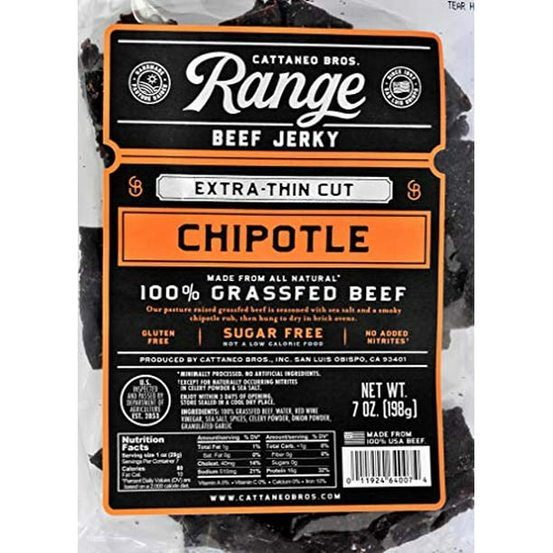 Cattaneo Bros. All Natural Range Grassfed Beef Jerky, 7 Ounce