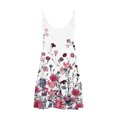 thumbnail image 4 of Usmixi Womens Dresses Beach Holiday Vintage Loose Ruffle Swing Adjustable Spaghetti Strap Mini Sundress Summer Floral Print V-Neck Sleeveless Formal Short Dress White XL, 4 of 5