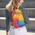 thumbnail image 7 of Casual Canvas Backpack Without Interlayer Large Capacity Stick Bag Design For Outdoor Shopping Office Outdoor Sports Mediumvioletred Tie Dye Background Rainbow Colors_2 Small, 7 of 7