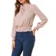 thumbnail image 4 of Blusa casual de manga farol con estampado floral de Allegra K para mujer, color rosa, talla XS, 4 of 7