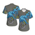 thumbnail image 3 of Goofa Fun Riding Dinosaur Pattern Women's Slim-Fit Short-Sleeve V-Neck T-Shirt,Classic-Fit Short-Sleeve V-Neck T-Shirt-3X-Large, 3 of 5