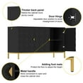 thumbnail image 3 of Clihome  3 Door Glossy Media Storage Sideboard Accent Cabinet Black, 3 of 5