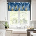 thumbnail image 3 of Navy Blue Christmas Trees Kitchen Curtains, Xmas Tree Snowflake 3-Piece Kitchen Curtain Valance and Tiers Set 36 Inch Length, Winter Rod Pocket Half Window Curtains for Cafe Living Room Bathroom, 3 of 7