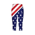 thumbnail image 5 of qelini USA Flag Leggings for Women Plus Size Capris Pants High Waist Print Ankle Pants Daily Wear, 5 of 5