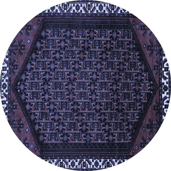 Ahgly Company Indoor Round Persian Blue Traditional Area Rugs, 3' Round