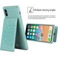 thumbnail image 3 of for iPhone Xs/X Wallet Case with RFID Blocking Card Holder for Girls Women,PU Leather Magnetic Buttons Portrait Stand Flip Wrist Strap Case for iPhone Xs 5.8 Inch,Mandala Green, 3 of 15
