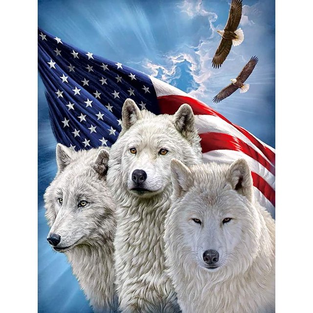 Kits de pintura de diamantes para animales adultos, kits de arte de diamantes de lobo para adultos, pintura de diamantes completa 5D DIY por número de 12 x 16 pulgadas.