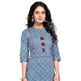 thumbnail image 5 of Rajnandini Women's Pure Cambric Cotton Jaipuri Block Printed Kurti (JOPLJPR68B-M_Blue_M), 5 of 5