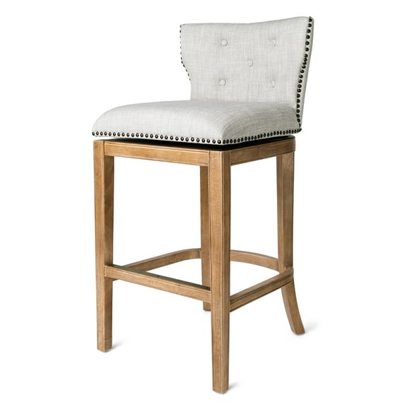 Open Box Maven Lane Hugo Tufted-Back Swivel Stool, Weathered Oak, Bar Height