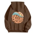 thumbnail image 4 of Puliio Women's Hoodie Retro Sunset Wave Letter Graphic Print Oversized Soft Long Sleeve Beach Sweatshirt With Front Pocket, 4 of 5