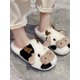 thumbnail image 3 of Women's Adorable Cow Slippers With Black Soft Plush And Head Design, Keep Warm At Home, 3 of 5