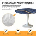 thumbnail image 2 of Elastic Fitted Round Tablecloth, Navy Blue Moire Waterproof Stretch Table Cover for 45"-54" Tables, Modern Abstract Art Washable Outdoor Tablecloths for Patio, Picnic, Camping, 2 of 9