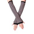 thumbnail image 2 of Alkepwun Womens Warm Fingerless Gloves Striped Elbow Length Knitted Stretchy Arm Warmers with Thumb Hole, 2 of 3