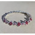 thumbnail image 5 of Lakshya Jewel LLC Round Cut Red Cubic Zirconia Flower Tennis Women's Bracelet 14k White Gold Finish, 5 of 5
