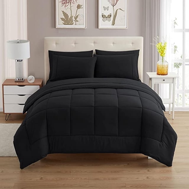 Set de edredón Sweet Home Collection Black Queen, 7 piezas