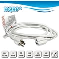 thumbnail image 5 of HQRP 3-Prong Extension Cord USA Outlet 16AWG, 13 Amps 125V, 6-Feet, UL Listed, White, 5 of 7