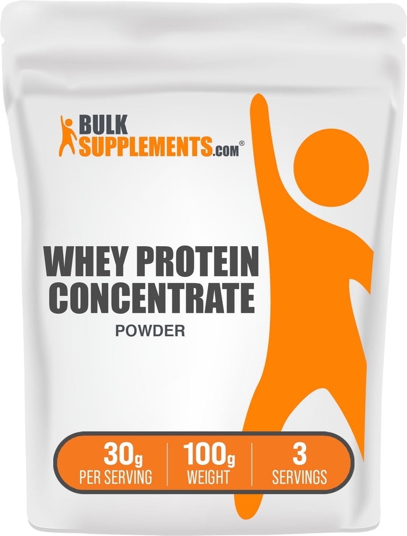BulkSupplements Whey Protein Concentrate Powder - 80%, Unflavored, 30g Per Serving - 100 Grams (3.5 oz) - 3 Servings