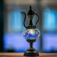 thumbnail image 2 of SILVERFEVER Mosaic Turkish Teapot Lamp Moroccan Glass for Table Desk Bedside Bronze Base Bundle with E12 Light Bulb Spring Pastels, 2 of 9