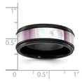 thumbnail image 2 of Titanium Black Ip Plated Pink Simulated Mother of Pearl Inlay 8mm Band Size 9.5 Ring for Women and Men, 2 of 2