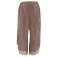 thumbnail image 4 of Ladies Solid Color Casual Pocket Loose Patchwork Wide Leg Pants Ladies Trousers, 4 of 5