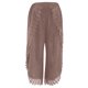 thumbnail image 4 of Pantalones casuales de algodón y lino de color liso y cintura alta para mujer, 4 of 5