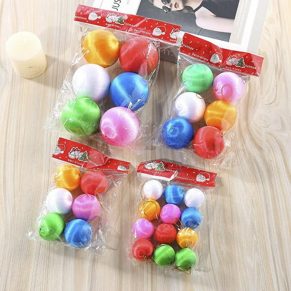 Kadxy Satin Ball Christmas Decorations Multicolor Christmas Tree Hanging Color Ball Christmas Color Foam Ball(4)