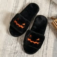 thumbnail image 4 of Viluyesy Womens and Mens Fuzzy Slippers, Open Toe Slip-On Plush Soft Sole Funny Halloween Home Slippers Black, 4 of 9