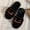 Black, variant on Spooky Halloween Slippers - Soft Fuzz Open Toe Slides for Women, Comfy Autumn Winter House Slippers for Indoor Outdoor