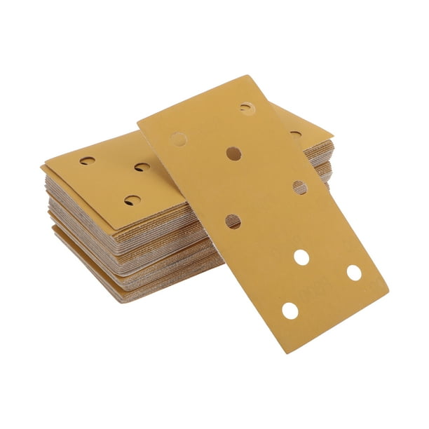 Hojas de lijado de gancho y bucle Unique Bargains 7.09 pulgadas x 3.74 pulgadas amarillas 50 piezas P800 rectangulares con 8 agujeros para un pulido y molienda eficientes
