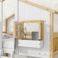 thumbnail image 2 of Twin over Twin House Shaped Frame Loft Bed with Roof , Window, Window Box, Door, Wooden Bunkbed with Safety Guardrails and Ladder, Natural+White, 2 of 8