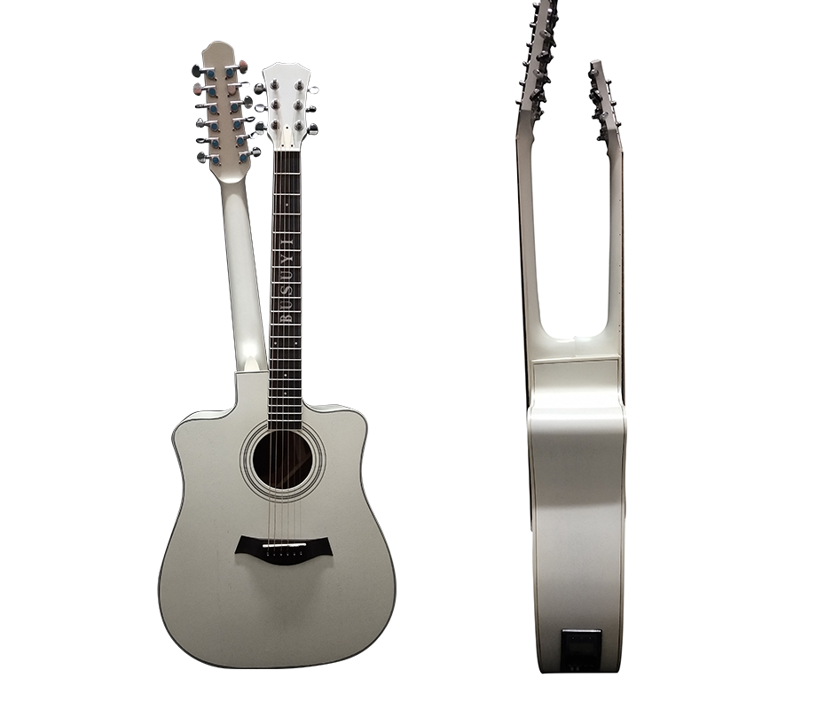 12/6 Strings Acoustic/Electric Double Neck, Busuyi Guitar, Travel Acoustic Guitar with Classical