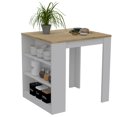 thumbnail image 6 of Depot E-Shop Milos Kitchen Island Table With 2 Legs And 3 Side Shelves, White/ Pine, 6 of 7