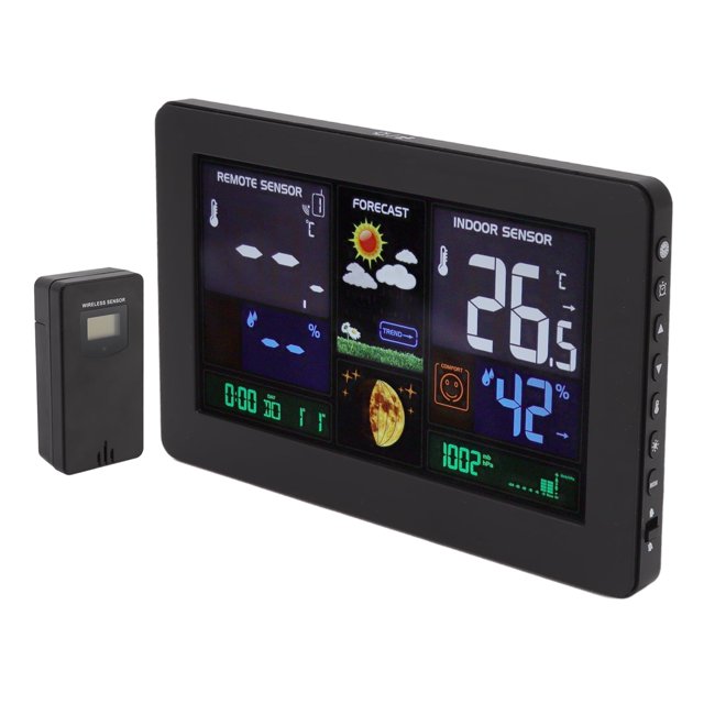 Despertador de Proyeción de pronóstico meteorológico, 100-240V USB USB Funció de Repetición de la Repetición temperatura del relaj de color con Pantalla de color Led para