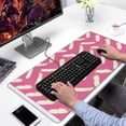 thumbnail image 2 of Long Mouse Pads for Desk,Pink and Yellow Feather Pattern Desk Mats on Top Of Desks, Desk Mouse Pad Extra Large with 3mm Non-Slip Base and Stitched Edge for Gaming,Office,Work,Home 31.5"x15.7", 2 of 6