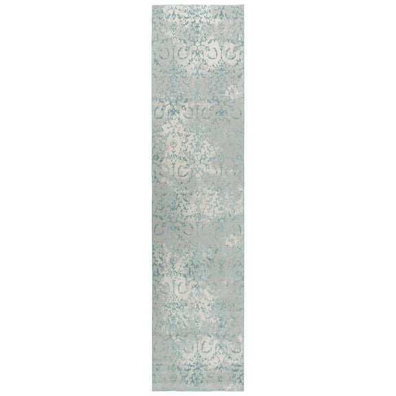 Alora Decor Glamour 2'7" x 9'6" Vine/Scroll Gray/Blue/Gray/Rust/Blue Area Rug
