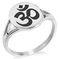 thumbnail image 1 of Stainless Steel Sacred Sanskrit Om Minimalist Oval Top Polished Statement Signet Ring, 1 of 1