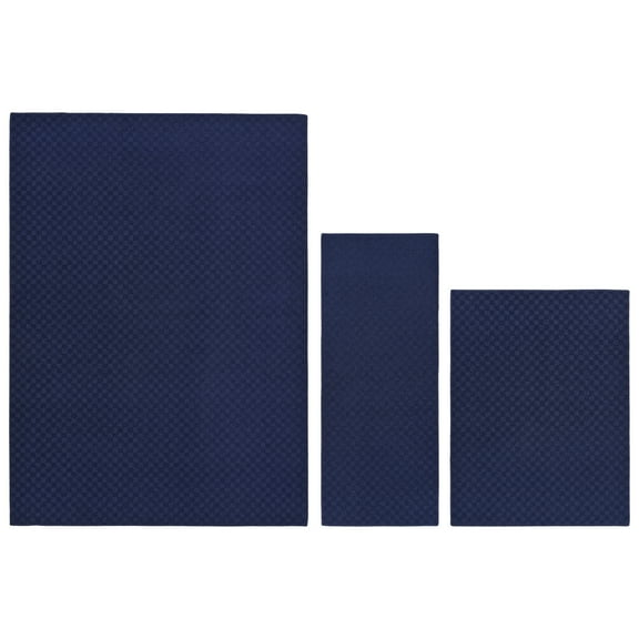 Garland Rug Medallion Navy 3 Piece Indoor Rug Set, (5'x7', 3'x4', 2'x5')