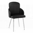 thumbnail image 4 of Set of 2 Contemporary Dining Chairs - Chrome Metal & Black Faux Leather with 250lbs Weight Capacity, 4 of 5
