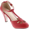 thumbnail image 7 of Chase & Chloe Kimmy-36 Women's Teardrop Cut Out T-Strap Mid Heel Dress Pumps, 7 of 7