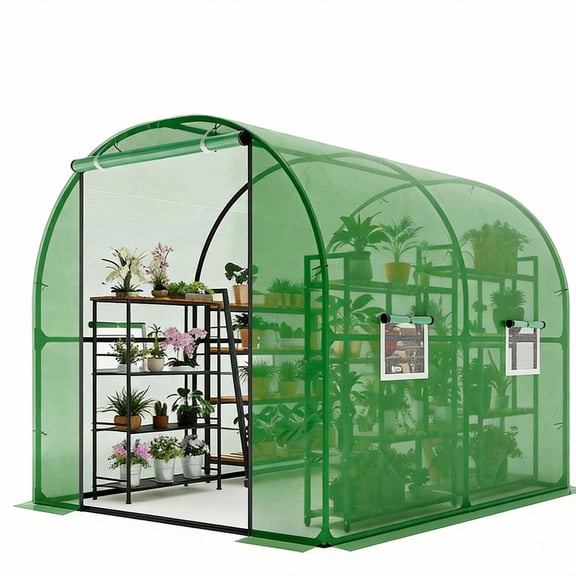 Garvee Portable Walk-in Greenhouse 98.42 x 78.74 x 78.74", Upgraded Heavy Duty Frame, Green