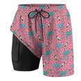 thumbnail image 4 of Kcolen Swim Trunks Men Board Shorts with Compression Liner Swimsuits Quick Dry Bathing Suit Pockets Swimwear, 4 of 5