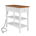 thumbnail image 4 of Narrow End Table with Charging Station,Side Table Living Room with USB Ports & Power Outlets and Hidden Drawer,3-Tier Skinny Nightstand with 2 Open Storage Shelves for Living Room Bedroom, 4 of 9