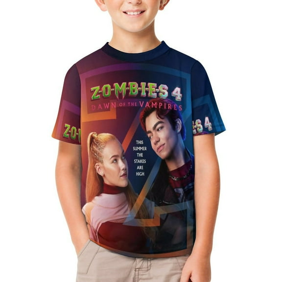Boys Girls Zombies 4 T-Shirt 3D Graphic Crewneck Short Sleeve Printed Tee Shirt Tops for Kids Teens