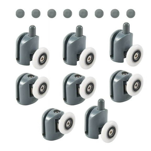 8Pc Shower Door Castors Rolls Shower Door Rollers Sliding Door Roller Guide Shower Spare Parts Glass Door Pulleys Wheels Runners Bathroom Roller Replacement (Single Wheel)