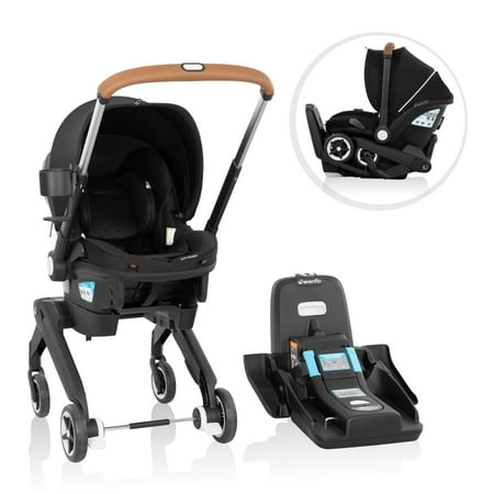Evenflo Shyft DualRide Infant Car Seat and Stroller Combo w Carryall Storage & Extended Canopy Onyx